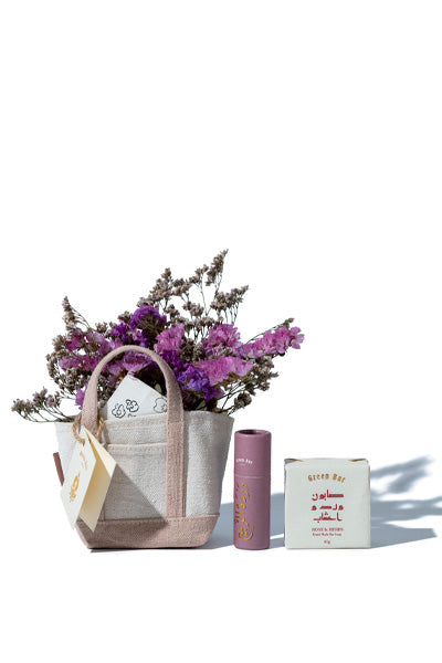 Pink Tote Bag w/ Bar Soap & Lip Balm