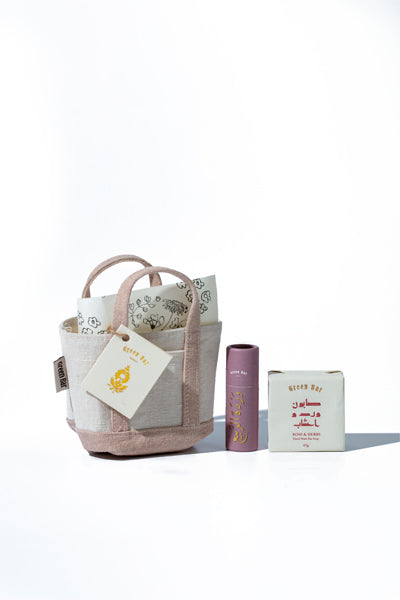 Pink Tote Bag w/ Bar Soap & Lip Balm