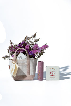 Pink Tote Bag w/ Bar Soap & Lip Balm