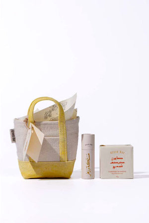 Yellow Tote Bag w/ Bar Soap & Lip Balm